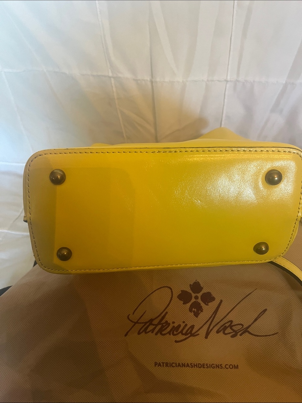 Patricia Nash Bright Yellow Leather Chain-Accent Crossbody - Picture 7 of 16